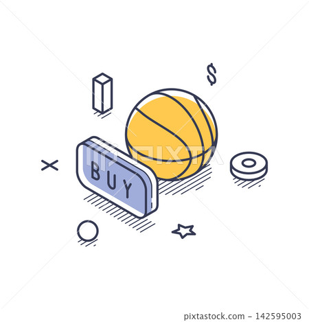 Online Purchase Of A Basketball And Sports Equipment Isometric Vector Illustration Online Purchase Of A Basketball And Sports Equipment Isometric Vector Illustration 142595003
