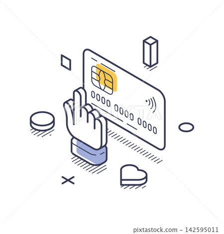 Secure Online Payment And E-commerce Transaction With Credit Card Isometric Vector Illustration 142595011