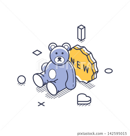 New Collection Of Childrens Toys Teddy Bear Isometric Vector Illustration New Collection Of Childrens Toys Teddy Bear Isometric Vector Illustration 142595015