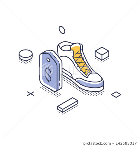 Stylish Sport Sneaker For Sale In Online Store Isometric Vector Illustration Stylish Sport Sneaker For Sale In Online Store Isometric Vector Illustration 142595017