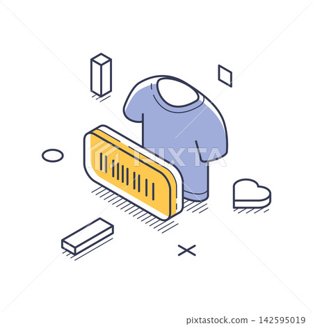 T-Shirt With Barcode For Online Retail Store Isometric Vector Illustration T-Shirt With Barcode For Online Retail Store Isometric Vector Illustration 142595019