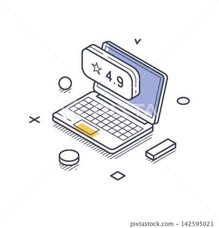 Laptop Showing High Customer Rating And Review Score Isometric Vector Illustration Laptop Showing High Customer Rating And Review Score Isometric Vector Illustration 142595021
