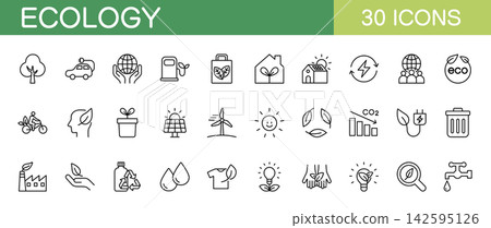 Ecology line icon set Ecology line icon set 142595126