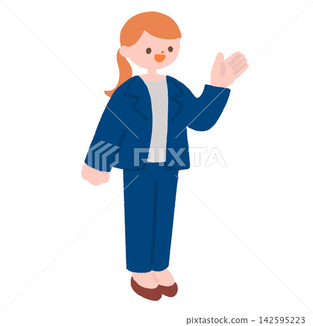 身著西裝的女性導遊全身像。 142595223