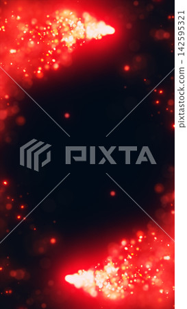 Abstract red glowing particle frame with bright golden sparks, soft bokeh, and dark central copy space. Abstract red glowing particle frame with bright golden sparks, soft bokeh, and dark central copy space. 142595321