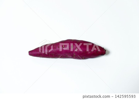High-resolution stock photo of a purple sweet potato placed horizontally against a white background. High-resolution stock photo of a purple sweet potato placed horizontally against a white background. 142595593