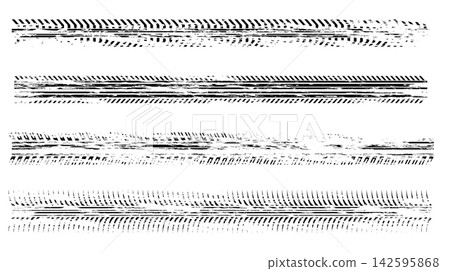 Black tire tracks isolated , realistic texture Black tire tracks isolated , realistic texture 142595868