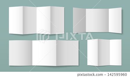 Folded leaflet template set with clean white pages Folded leaflet template set with clean white pages 142595960