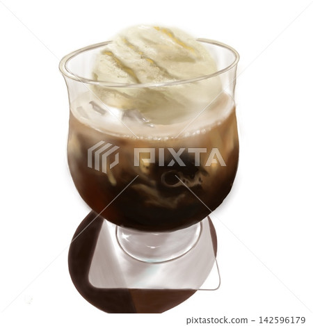 一杯冰涼可口的冰咖啡漂浮飲料 一杯冰涼可口的冰咖啡漂浮飲料 142596179