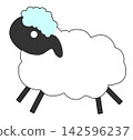 Cute cartoon black-faced sheep hand-drawn vector illustration 142596237