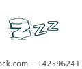 Cartoon-style snoring and sleeping ZZZ symbol with speech bubble 142596241