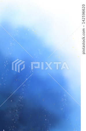 深藍色水彩垂直背景，上面散佈著閃閃發光的白色和金色顆粒。 142596620
