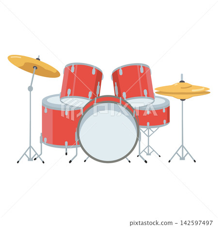 Red professional drum kit percussion instrument 142597497