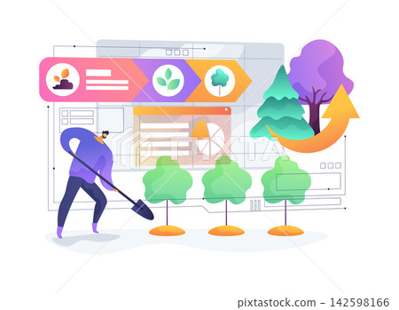 Forest Habitat Restoration Plan abstract concept vector illustration. Forest Habitat Restoration Plan abstract concept vector illustration. 142598166