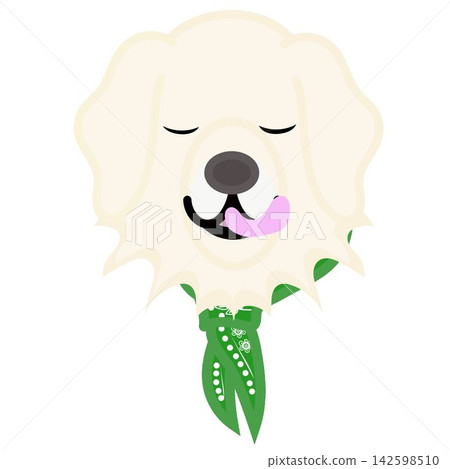 Illustration of a golden retriever's face wearing a bandana. Illustration of a golden retriever's face wearing a bandana. 142598510