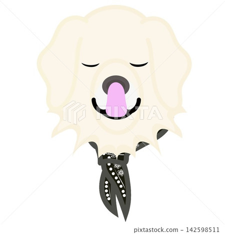 Illustration of a golden retriever's face wearing a bandana. Illustration of a golden retriever's face wearing a bandana. 142598511