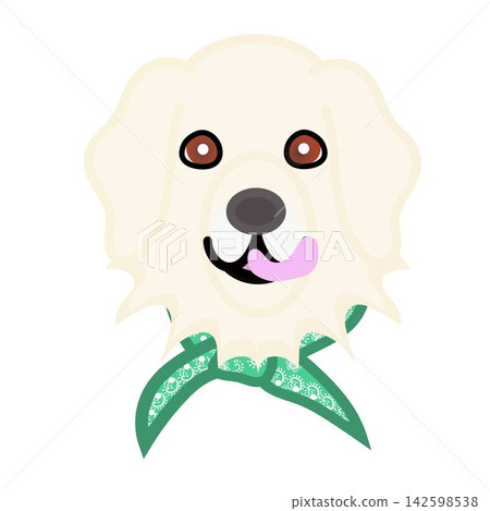 一幅金毛犬戴著頭巾的插圖。 一幅金毛犬戴著頭巾的插圖。 142598538