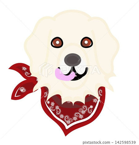 一幅金毛犬戴著頭巾的插圖。 142598539
