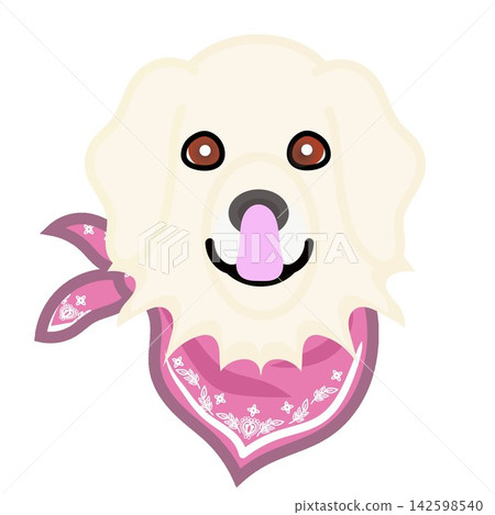 一幅金毛犬戴著頭巾的插圖。 一幅金毛犬戴著頭巾的插圖。 142598540