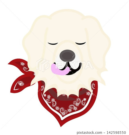 Illustration of a golden retriever's face wearing a bandana. Illustration of a golden retriever's face wearing a bandana. 142598550