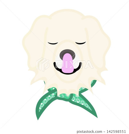 Illustration of a golden retriever's face wearing a bandana. Illustration of a golden retriever's face wearing a bandana. 142598551