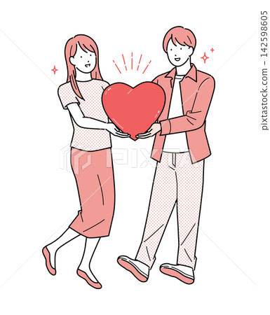 Illustration material: A man and woman supporting each other emotionally, human connection, self-care Illustration material: A man and woman supporting each other emotionally, human connection, self-care 142598605