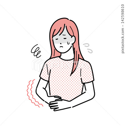 圖解:一名女子摀著肚子,神情痛苦。 圖解:一名女子摀著肚子,神情痛苦。 142598610