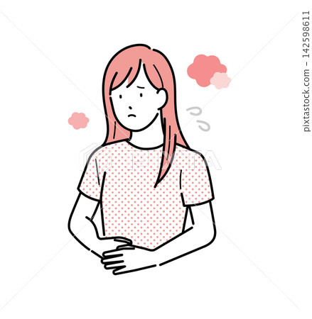 Illustration: A woman struggling with anxiety and stress; mental health care and self-care. 142598611