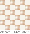 Autumn houndstooth gingham plaid style pattern. Geometric check tablecloth print in fall orange color. Checkered repeat background for textile home design. 142598692