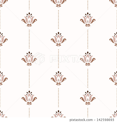 Flower pattern cream pink with lines background tulip vintage flowers. Farmhouse simple backdrop and tiny floral grandmillenial style 142598693
