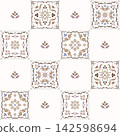 Azulejo Portuguese tiles check patchwork pattern, seamless background Mediterranean Amalfi style 142598694