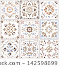 Azulejo Portuguese tiles pattern, seamless background mediterranean amalfi patchwork style 142598699