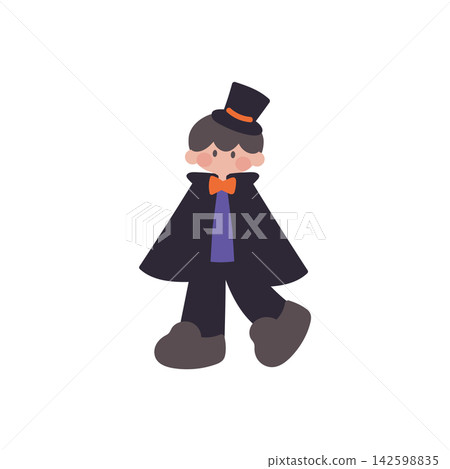 Illustration of a child dressed as a vampire for Halloween Illustration of a child dressed as a vampire for Halloween 142598835