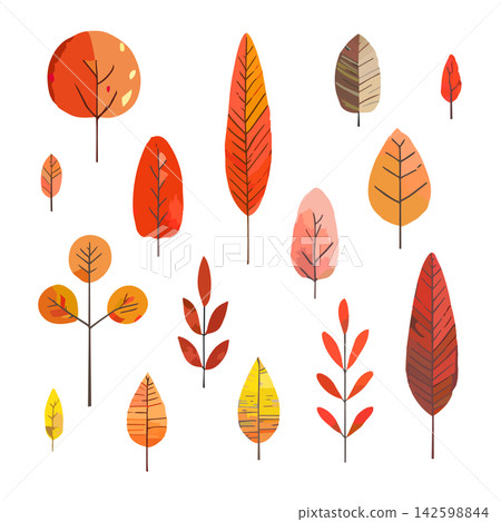 Collection of grass and trees: Hand-drawn style vector illustrations of grass and trees, Nordic style. Collection of grass and trees: Hand-drawn style vector illustrations of grass and trees, Nordic style. 142598844