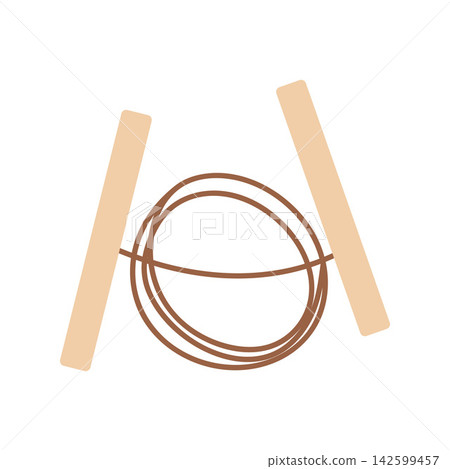 Pottery wire clay cutter vector illustration. Ceramic toggle cutter tool with wooden handles isolated on white background Pottery wire clay cutter vector illustration. Ceramic toggle cutter tool with wooden handles isolated on white background 142599457