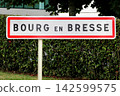 Bourg en Bresse city road sign in Ain department, France 142599575