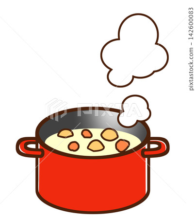 Cream stew (red) made in a saucepan with two handles Cream stew (red) made in a saucepan with two handles 142600083