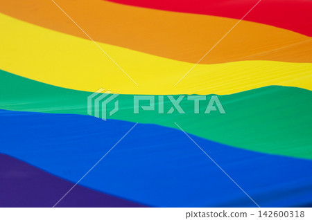 Rainbow Pride Flag Texture with Colorful Stripes 142600318