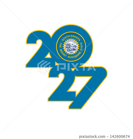 2027 banner with South Dakota State flag inside. 2027 banner with South Dakota State flag inside. 142600674