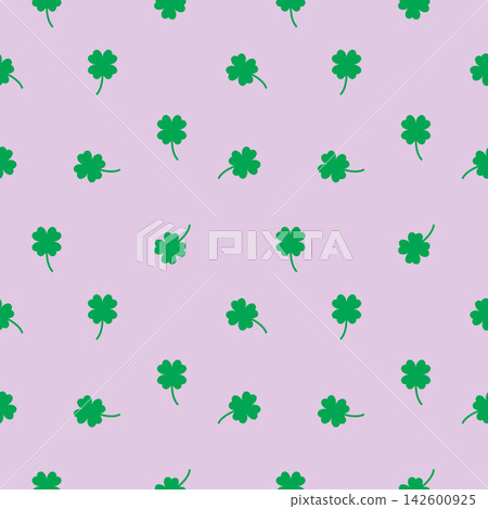 Lucky Four leaf green clovers seamless pattern, background texture Lucky Four leaf green clovers seamless pattern, background texture 142600925