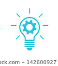 Idea icon, Tips and tricks Lightbulb, Isolated on white, Blue icon set 142600927