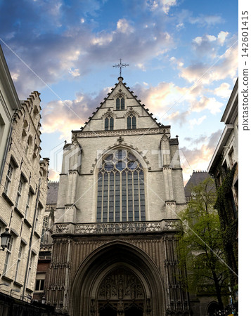 Church in Antwerp Belgium with beautoful view on the sky Church in Antwerp Belgium with beautoful view on the sky 142601415