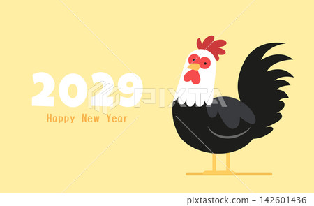 Funny cartoon zodiac rooster greetings card Funny cartoon zodiac rooster greetings card 142601436