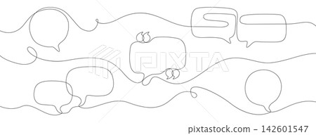 Continuous one line art quote frames or text boxes with quotation marks Continuous one line art quote frames or text boxes with quotation marks 142601547