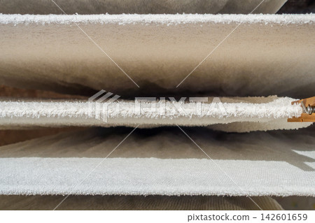 White Towels Air Drying Outdoors on a Clothesline White Towels Air Drying Outdoors on a Clothesline 142601659
