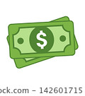 Green Dollar Bill Flat Vector Icon 142601715