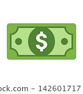 Green Dollar Bill Flat Vector Icon 142601717