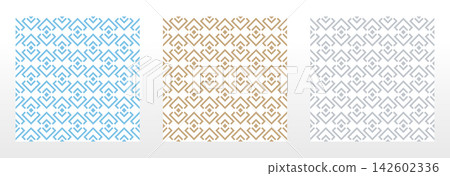 Set of abstract geometric patterns. Seamless vector backgrounds. Colored ornaments Graphic modern patterns Simple lattice graphic design 142602336