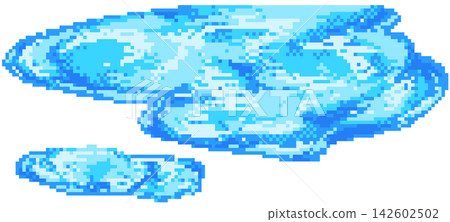 Three water puddle in pixel art Three water puddle in pixel art 142602502