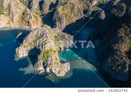 Aerial view of the cove on Coron Island Aerial view of the cove on Coron Island 142602742